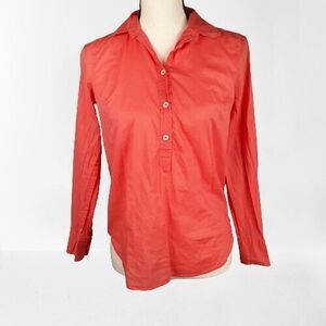 J Crew Popover Shirt Coral Indian Voile Blouse Top Orange Size 2P